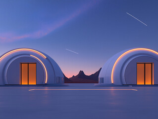 Obraz premium Martian Habitats: Domed Living on the Red Planet