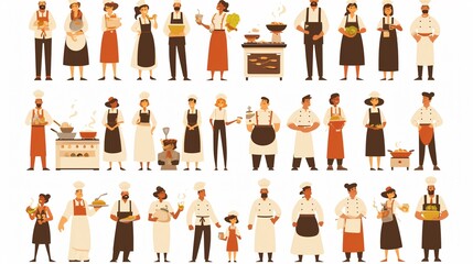 Professional Linear Vector Illustration Set of Isolated Characters for Creative Designs