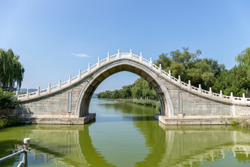 Fototapeta premium Ancient architecture of Embroidered Ripples Bridge, Summer Palace, Beijing, China