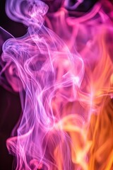 Abstract swirls of colorful smoke in shades of pink, purple, and orange.
