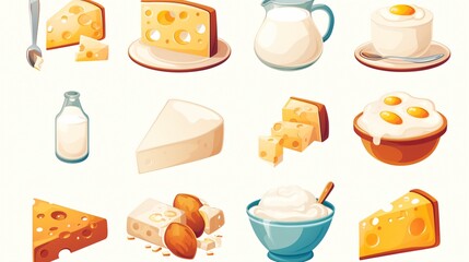 Dairy Milk Yogurt Cream Cheese Products Vector Icon