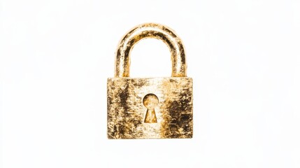Naklejka premium Golden Padlock Financial Security Symbol - Isolated gold padlock, symbolizes security, finance, protection, wealth, and privacy. A strong visual for financial concepts.