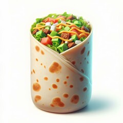 Delicious Burrito 3D Model on Plain White