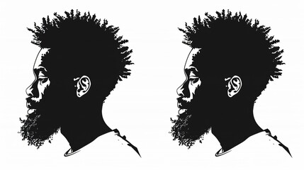 Silhouette Portrait of Afro-American Male Face - Professional African American Man Headshot