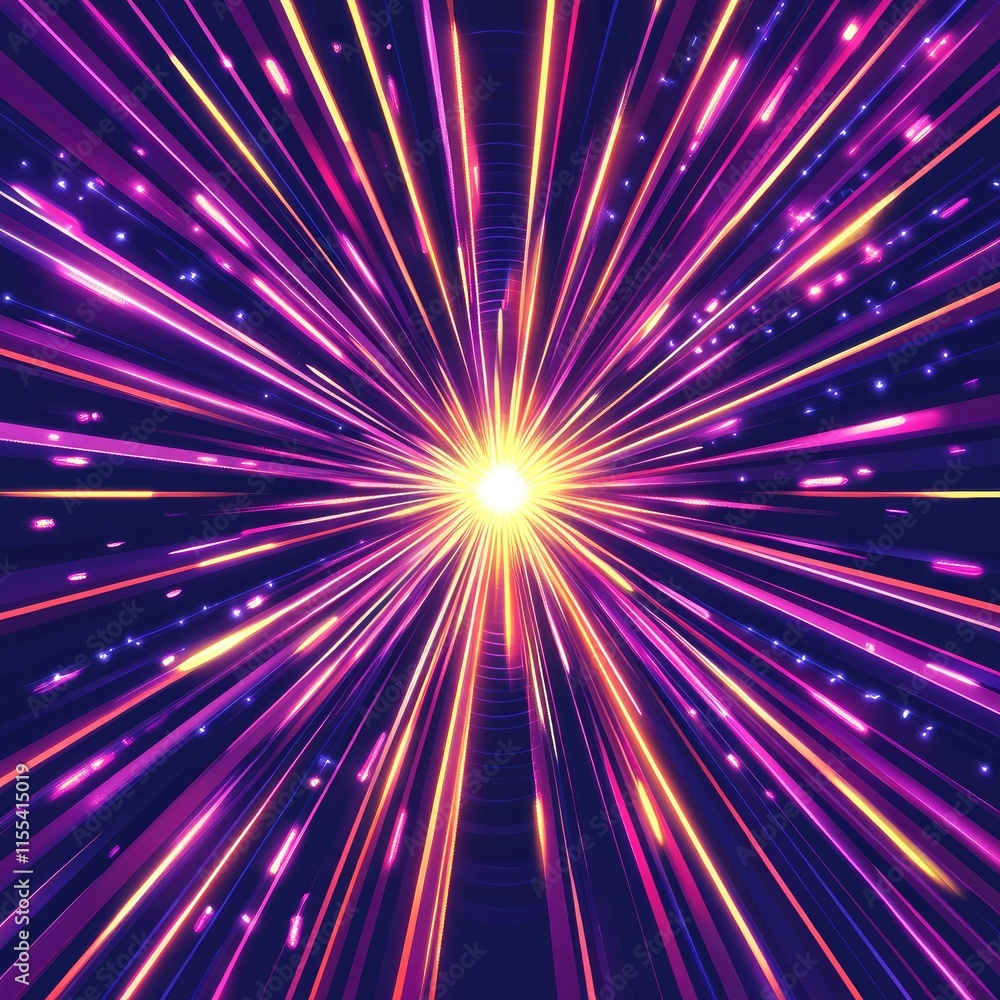 Aufkleber a vibrant explosion of light and color radiating from a central point, creating a dynamic effect.