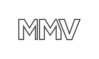 MMV logo design template with strong and modern bold text. Initial based vector logotype featuring simple and minimal typography. Trendy company identity.