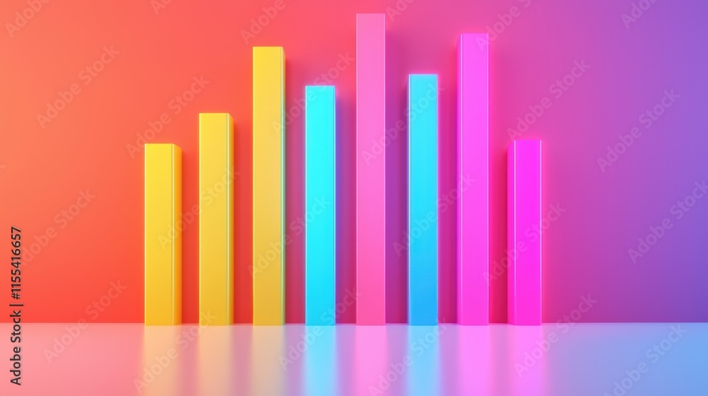 Poster growing bar graph with vibrant colors symbolizing positive financial projections on a gradient backg
