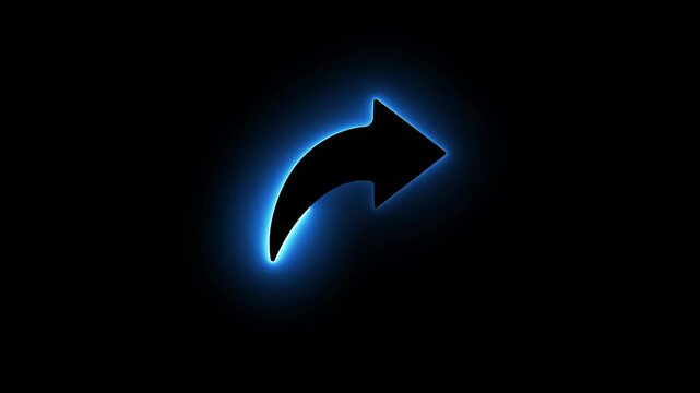 Neon share Arrow icon Animation isolated on Black Background