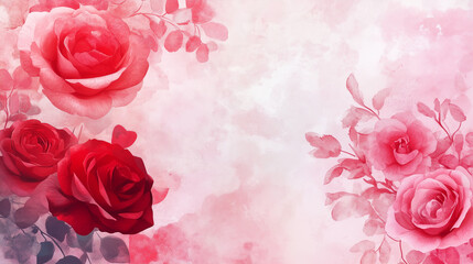 Valentines Day Romantic Background with Red Roses and Hearts for Love Celebration and Floral Design
