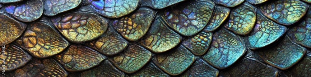 Poster colorful iridescent reptile scales pattern with abstract texture and details
