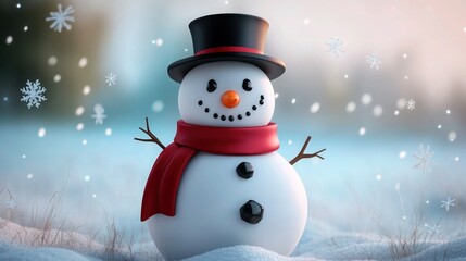 Obraz premium Enchanting snowman glowing under a winter