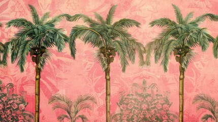 Palm Trees on a Pink Background