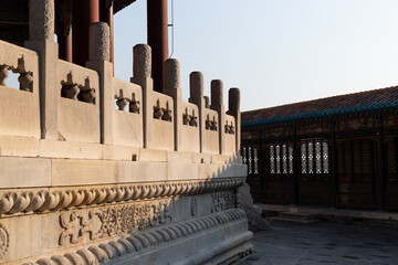 Stone guardrail pillars at the Summer Palace in Beijing, China
