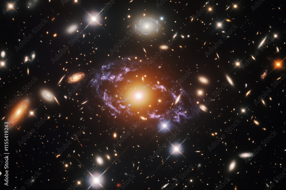 Aufkleber an expansive view of the universe filled with diverse galaxies and radiant stars, representing the i