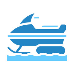 snowmobile dual tone blue color icon. use for modern concept, print, UI, UX kit, web and app development. Vector EPS 10, related to winter, cold season.