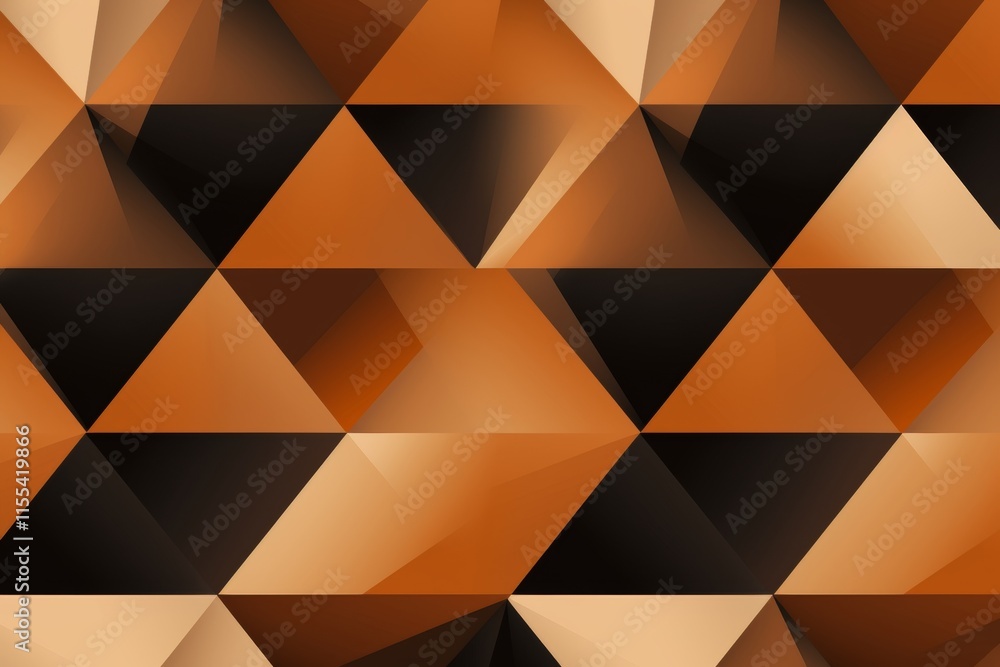Aufkleber seamless geometric pattern of triangles with gradient fills in orange and black tones