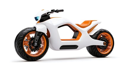Obraz premium Futuristic Electric Motorcycle with Bold Orange and White Design
