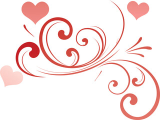 heart shape floral stem illustration with white background