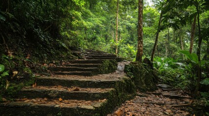 Jungle Pathway with Stone Stairs
