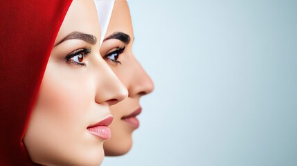 Two Women in Hijabs - Profile View, Beauty and Diversity