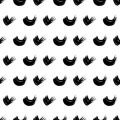 Seamless pattern with black wavy grunge brush strokes