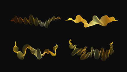 Set of abstract backdrops with luxury golden waves