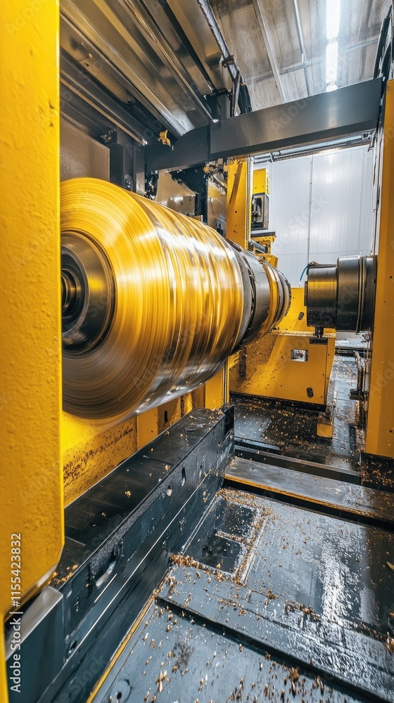 Poster a high-speed industrial machine with a rotating component for manufacturing processes.
