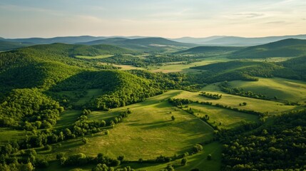 Obraz premium Serene Green Hills and Valleys Landscape