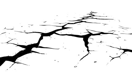 Fototapeta premium Deep black cracks on dry ground surface. Cracked lines on white damaged surface. Vector texture with many cracks and scratches for poster, cover or mockup.