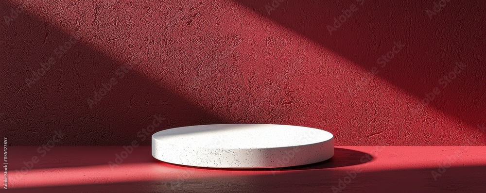 Poster minimal abstract red background with white display pedestal