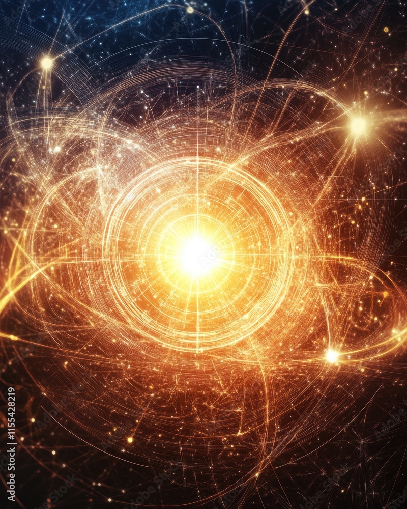 Poster abstract representation of cosmic energy and interconnectedness in the universe.