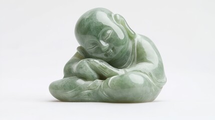 Serene Jade Buddha Statue Holding a Gesture
