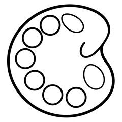 Art Palette Line Art Vector Illustration