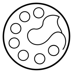 Art Palette Line Art Vector Illustration