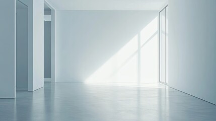 Modern interior design of city company office interior building and empty white wall to display your graphics,