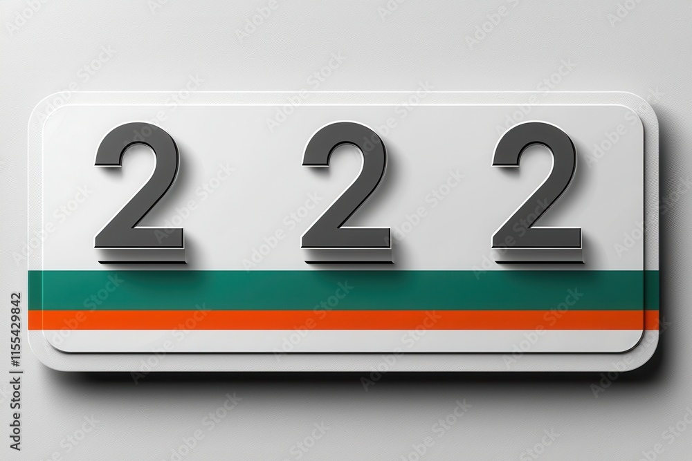 Poster illustration of number sequence 222 with modern design elements