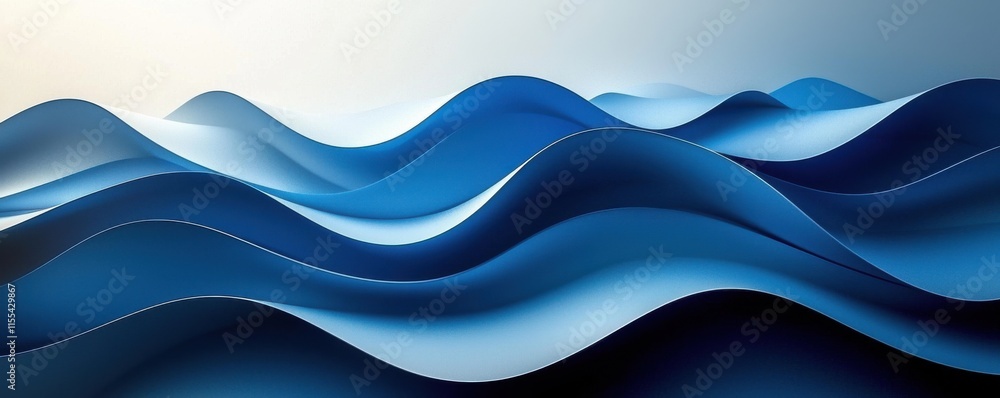 Poster blue and white wave pattern abstract design on background