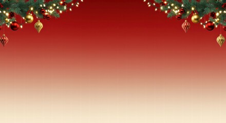 Festive Christmas Background: A vibrant red background with delicate garland and sparkling lights creates a festive backdrop for your holiday designs. Perfect for invitations, greetings, and more.