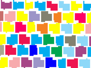 Abstract colorful checkered pattern seamless and confetti, on white background. Bright colorful retro checkered pattern background. Pixel pattern game background.