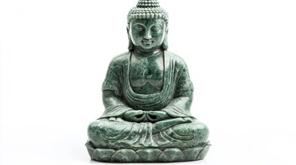 Serene Jade Buddha Statue with Subtle Cracks