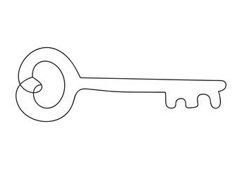 Continuous One-Line Drawing of a Key - Minimalist Security Art