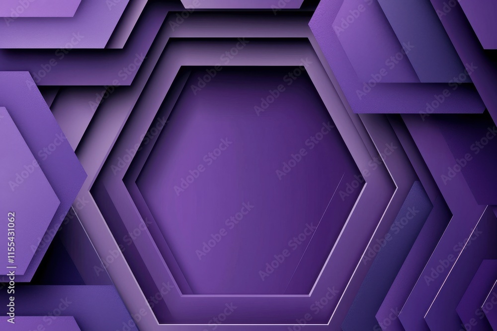 Poster abstract purple geometric background with layered hexagonal shapes
