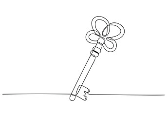 Continuous One-Line Drawing of a Key - Minimalist Security Art