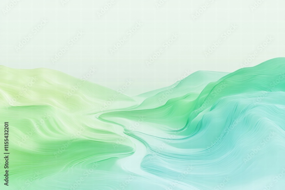 Poster Mountain range with a winding river creates a serene landscape with ample copy space for your text. Generative AI