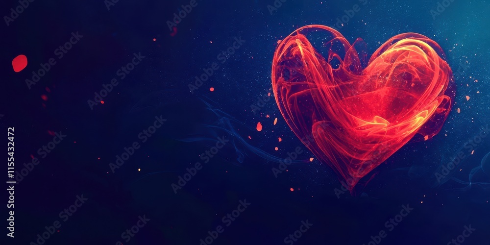 Aufkleber red heart is in the middle of a blue background