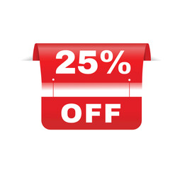 25 percent off - Banner label vector illustration design announcement template. flat design symbol.