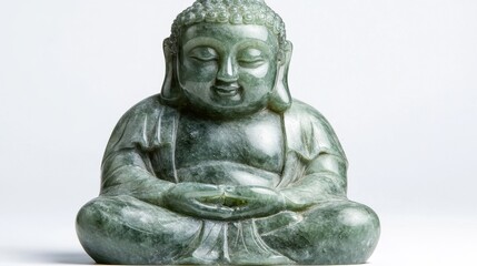 Serene Buddha Statue in Green Stone