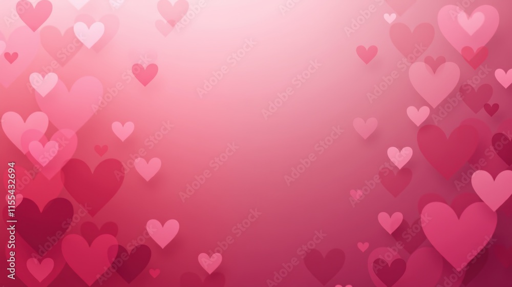 Poster gradient pink background with layered heart shapes