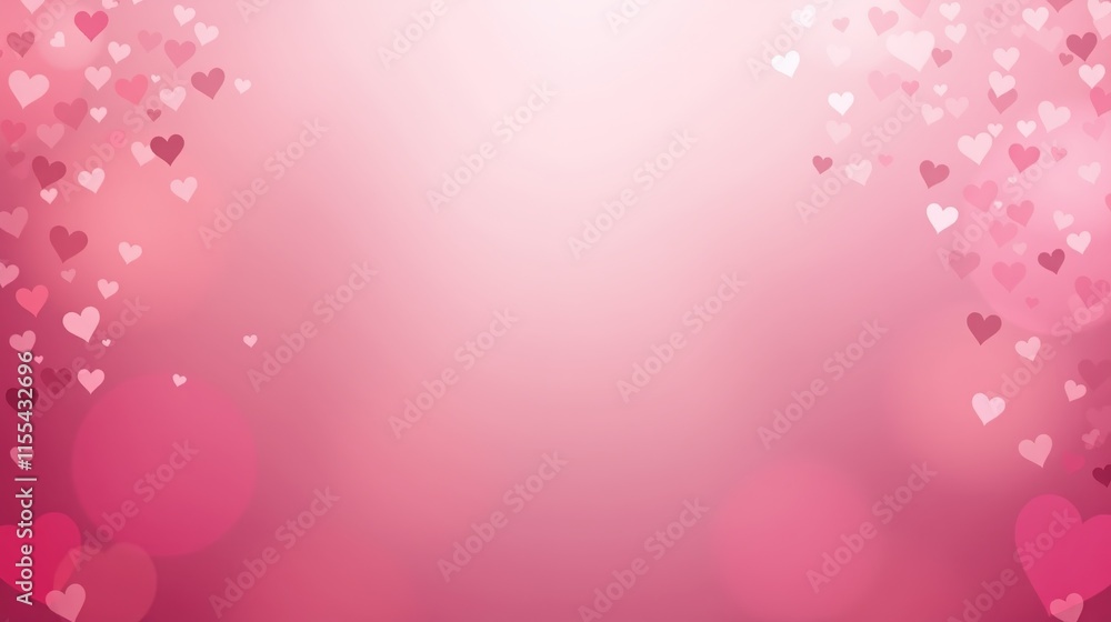 Poster gradient pink background with layered heart shapes