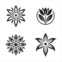 Obraz premium four flower silhouettes with vector eps illustration on a white background high-quality fully editable file 
